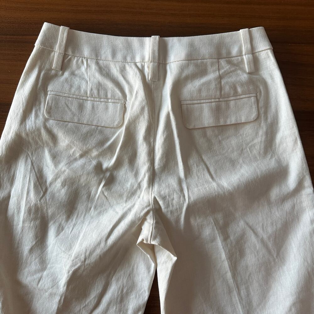 Banana Republic White Wide Leg Pants Cotton Linen Side Stripe, Coastal Classic 4 - Picture 8 of 10